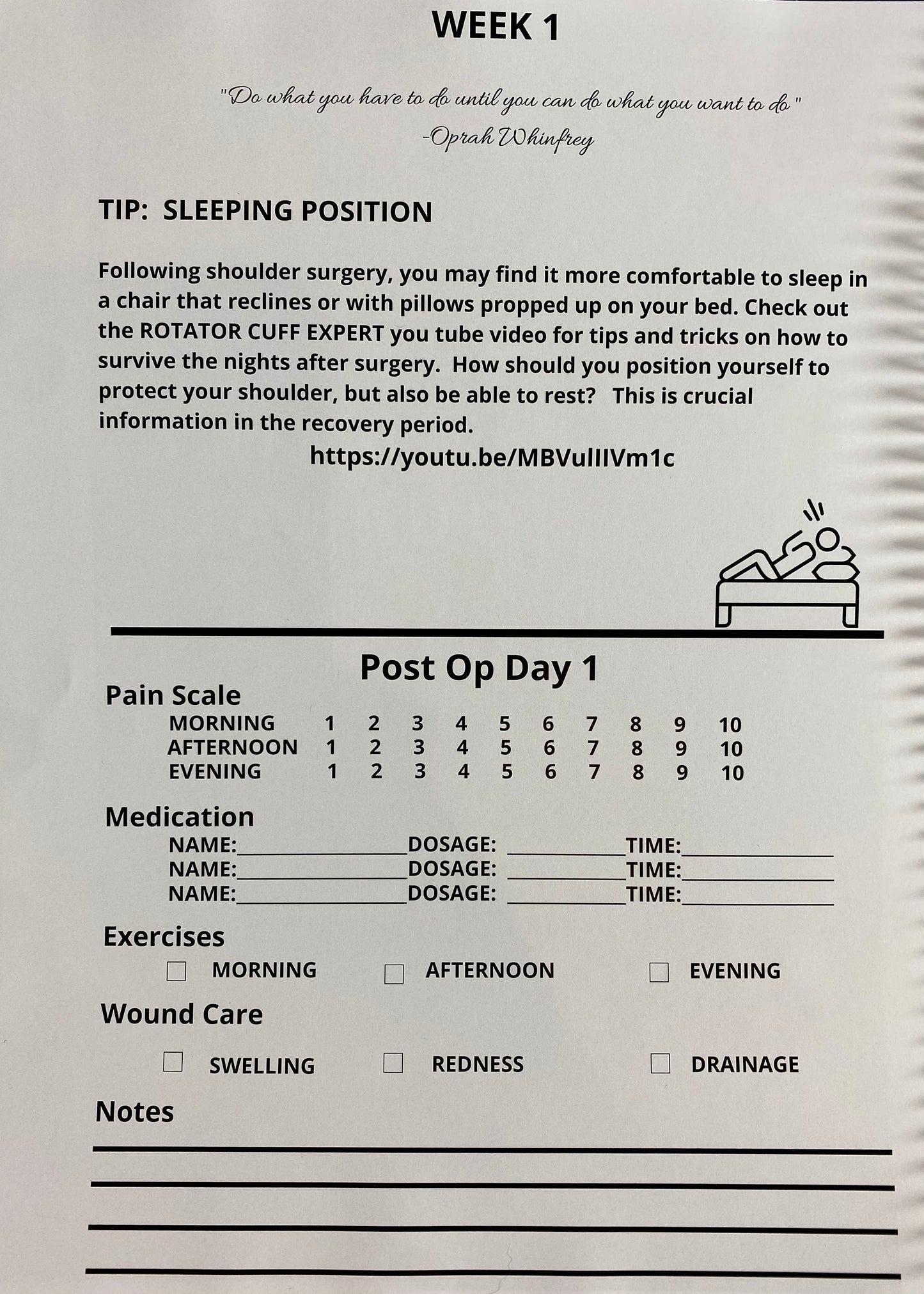 Post Op Shoulder Journal